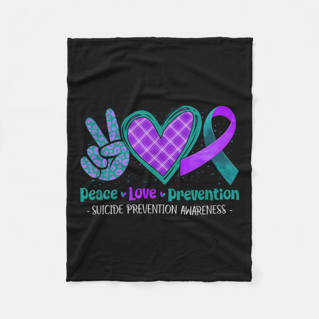Peace Love Life Suicide Prevention Awareness Purpl Fleecefilt (Framsidan)