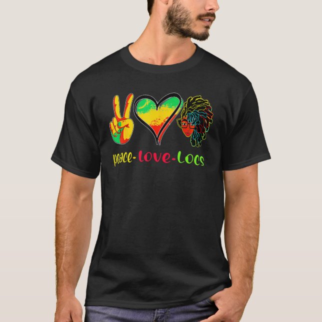 Peace Love Locs Black History Month African Woman_ T Shirt (Framsida)