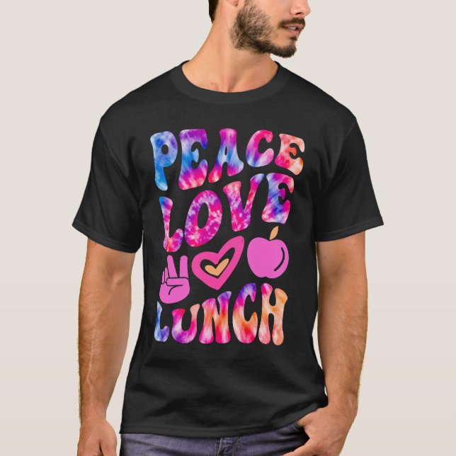 PEACE LOVE LUNCH Lady Retro Cafeteria Groovy 100 D T Shirt (Framsida)
