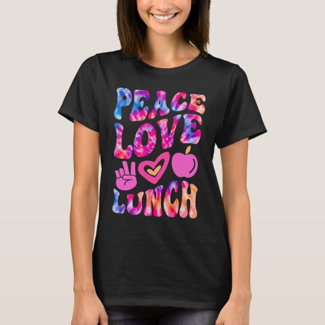 PEACE LOVE LUNCH Lady Retro Cafeteria Groovy 100 D T Shirt (Framsida)
