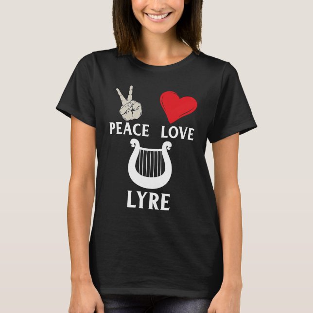 Peace Love Lyre French Horn Lyre Instrument Lyre P T Shirt (Framsida)