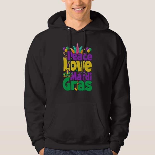 Peace Love Mardi Gras for Women & Men Hoodie (Framsida)