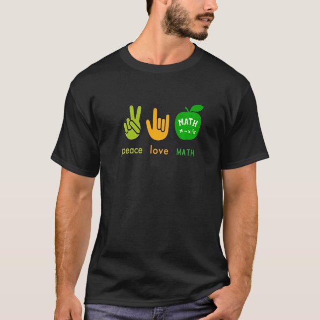 Peace Love Math Fingers Hand Sign Painter Math Tea T Shirt (Framsida)