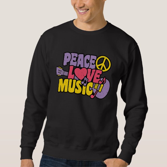 Peace Love Music Lång Ärmad Tröja (Framsida)