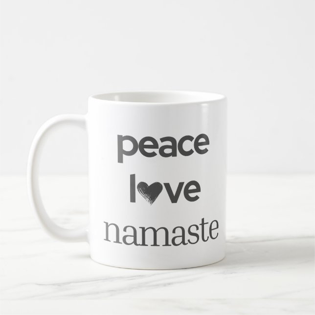 Peace Love Namaste - Modern Motivational Lifestyle Kaffemugg (Vänster)