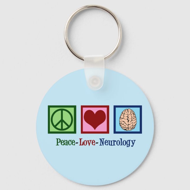 Peace Love Neurologi - Neurolog Nyckelring (Framsida)