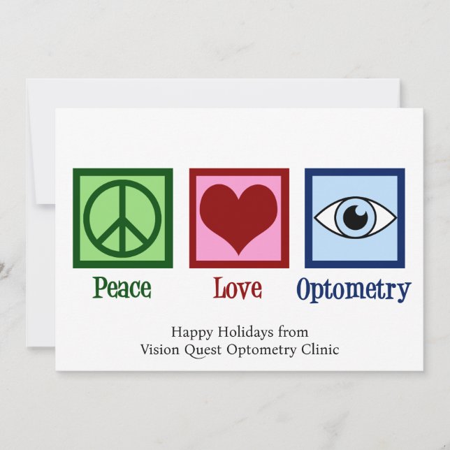 Peace Love Optometri Anpassad Optometriker Julkort (Framsida)