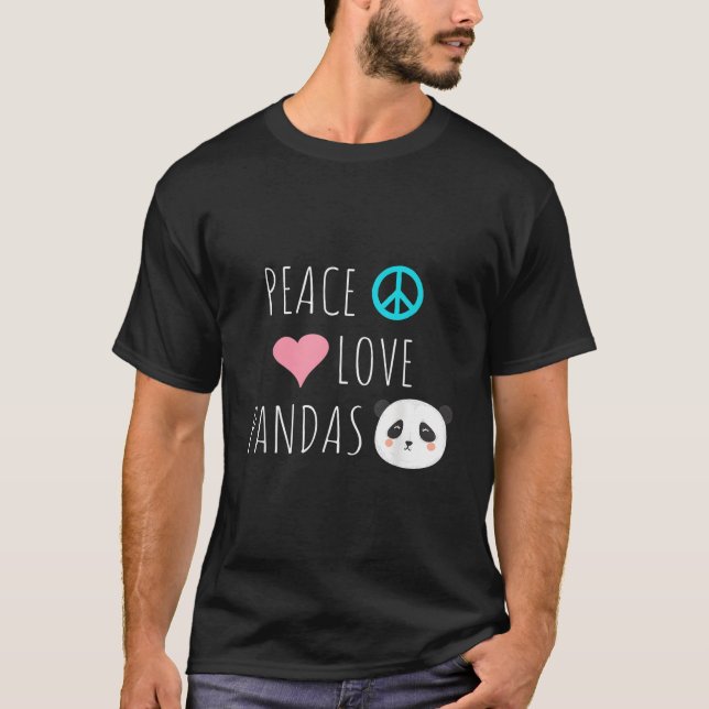 Peace Love Pandas Panda Bear Animal Pet Love T Shirt (Framsida)