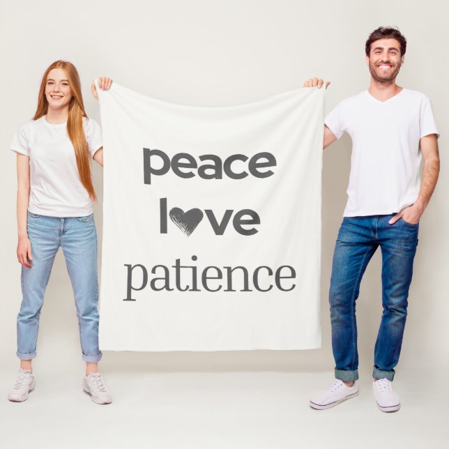 Peace Love Patience - Cozy Calm Modern Lifestyle Fleecefilt (På plats)