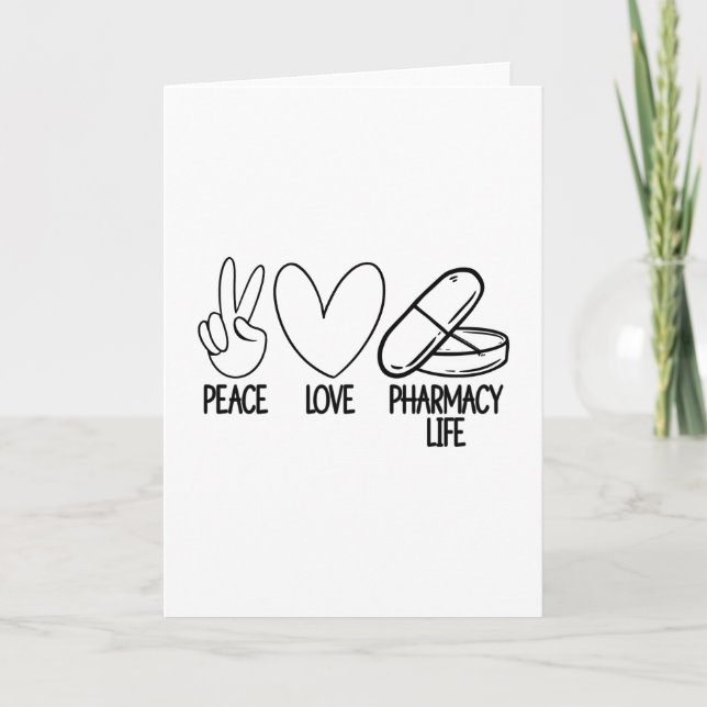 Peace Love Pharmacy Life Tech Pharmacist Medicine Kort (Framsida)