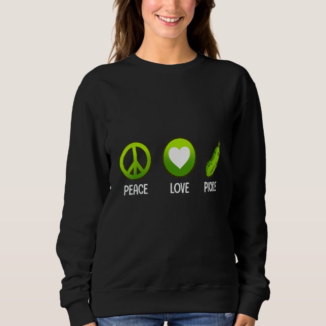 Peace Love Pickle  Cucumber Vegan Food T Shirt (Framsida)