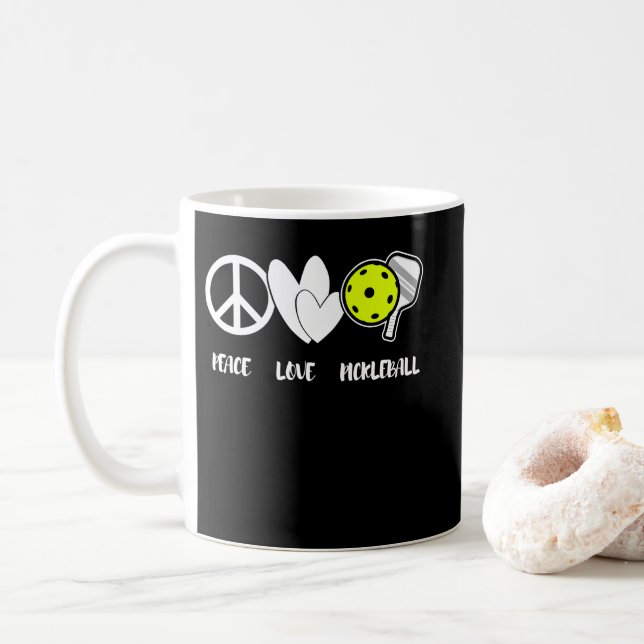 Peace Love Pickleball Funny Pickleball Paddle Kaffemugg (Med munk)