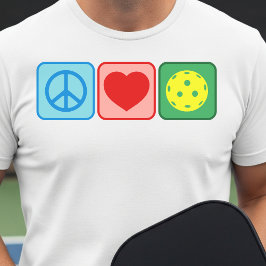 Peace Love Pickleball Mens Womens Minimalist White T Shirt