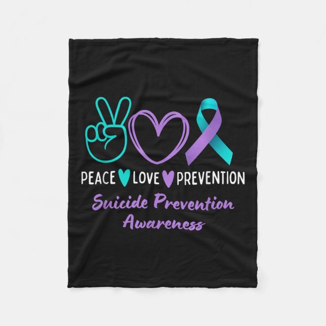 Peace Love Prevention Suicide Awareness Teal Purpl Fleecefilt (Framsidan)