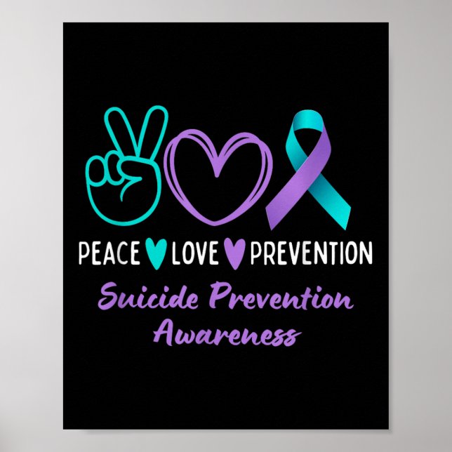 Peace Love Prevention Suicide Awareness Teal Purpl Poster (Framsidan)
