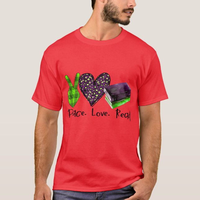 Peace Love Read family T Shirt (Framsida)