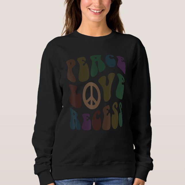 PEACE LOVE RECESS School Sarcasm Cafeteria Lady T Shirt (Framsida)
