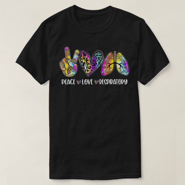 Peace Love Respiratory Therapist Leopard RT Regist T Shirt (Design framsida)