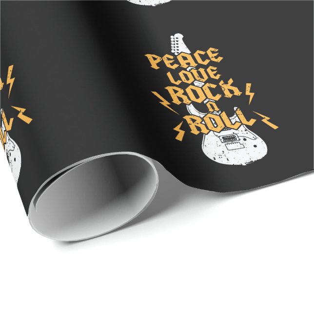 Peace Love Rock N Roll Presentpapper (Rullad Hörn)