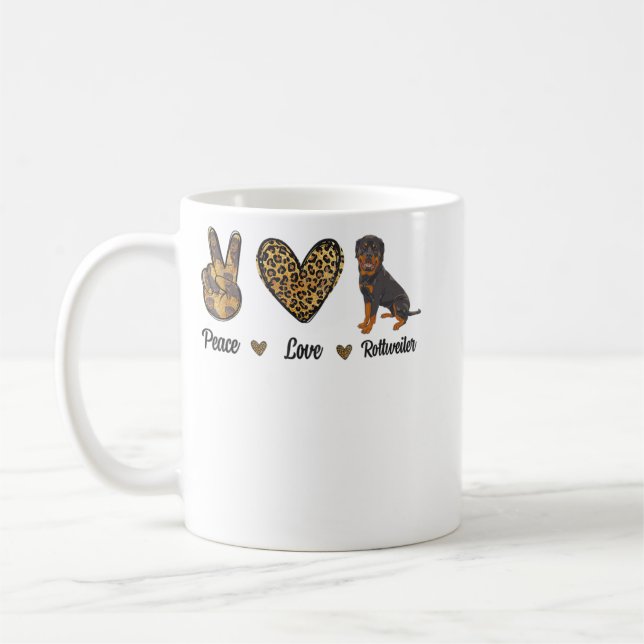 Peace Love Rottweiler Lover Pet Dog Puppy Owner Le Kaffemugg (Vänster)