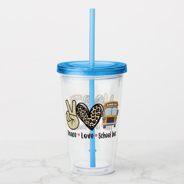 Peace, Love, School Bus Take Away Mugg (Framsida)