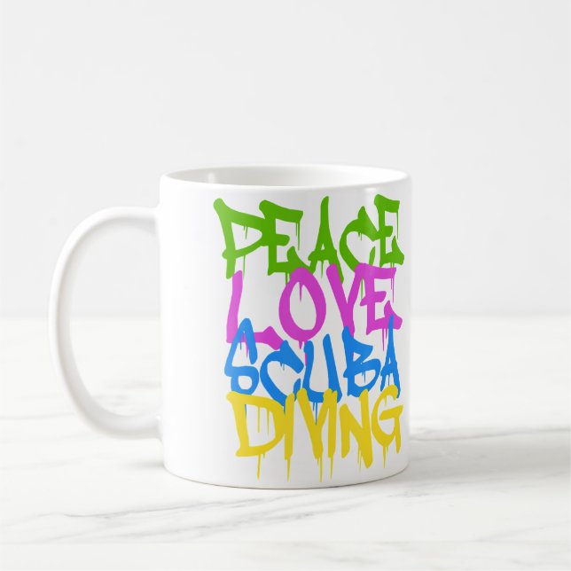 Peace Love Scuba Diving Kaffemugg (Vänster)