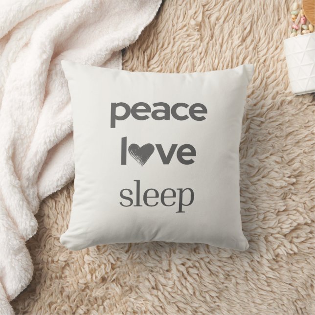 Peace Love Sleep -Reversible Cozy Modern Lifestyle Kudde (Filt)