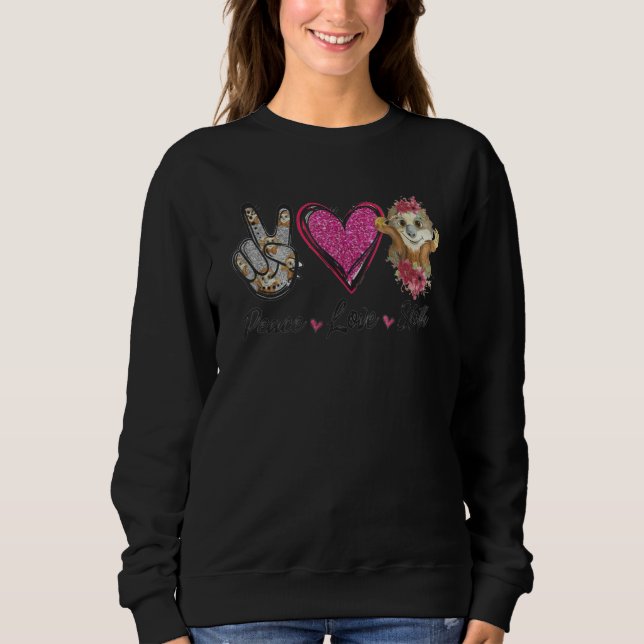 Peace Love Sloth Hand Sign Heart Sloth Lovers Wome T Shirt (Framsida)