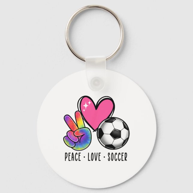 Peace Love Soccer For Women Teen Girls Toddler  Nyckelring (Framsida)