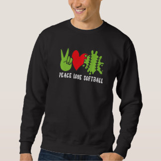 Peace Love Softball   Lång Ärmad Tröja
