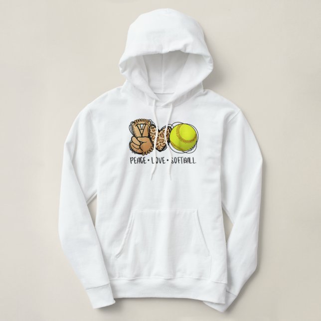 Peace Love Softball Mom Leopard Print Mother's Day T Shirt (Design framsida)