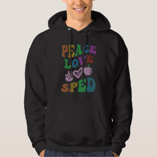 PEACE LOVE SPED Retro Special Education Groovy Sch Hoodie
