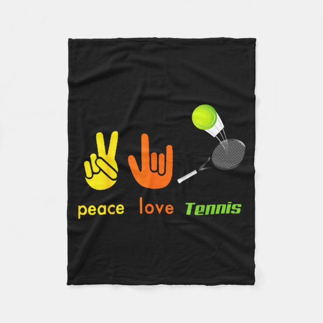 Peace Love Tennis Funny Tennis Lovers Hand Sign De Fleecefilt (Framsidan)