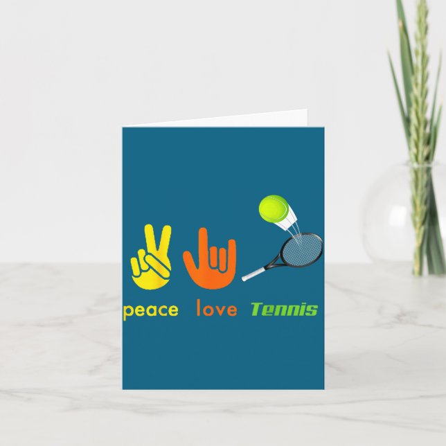 Peace Love Tennis Funny Tennis Lovers Hand Sign De Kort (Framsida)