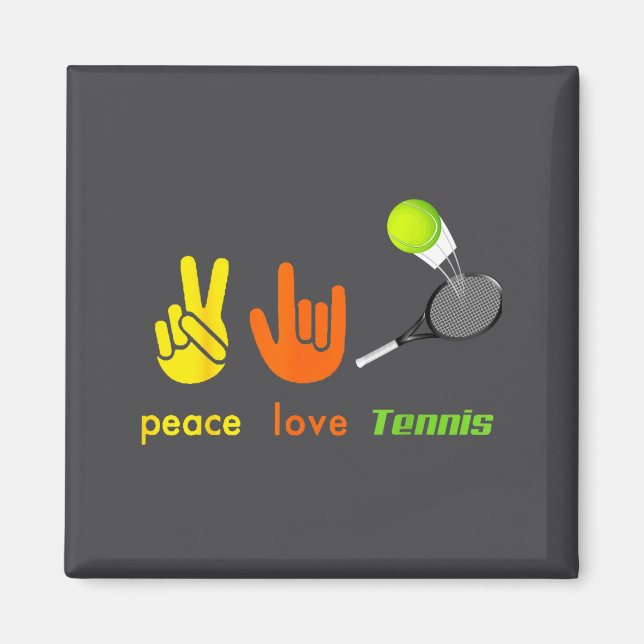Peace Love Tennis Funny Tennis Lovers Hand Sign De Magnet (Framsidan)
