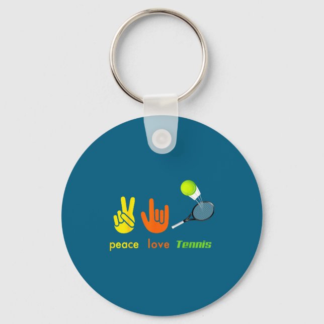 Peace Love Tennis Funny Tennis Lovers Hand Sign De Nyckelring (Framsida)