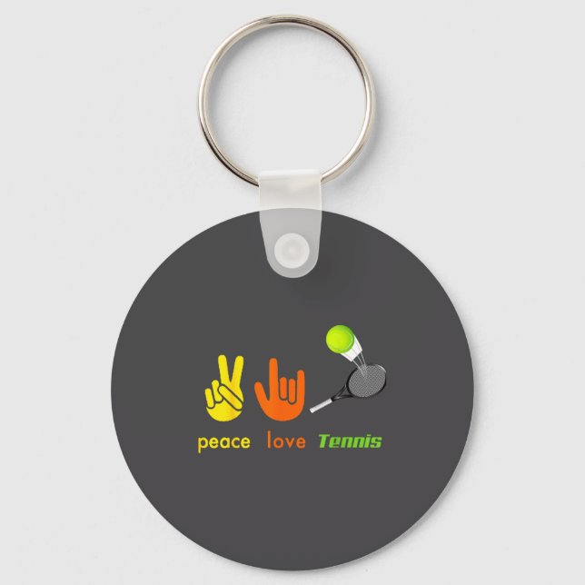 Peace Love Tennis Funny Tennis Lovers Hand Sign De Nyckelring (Framsida)