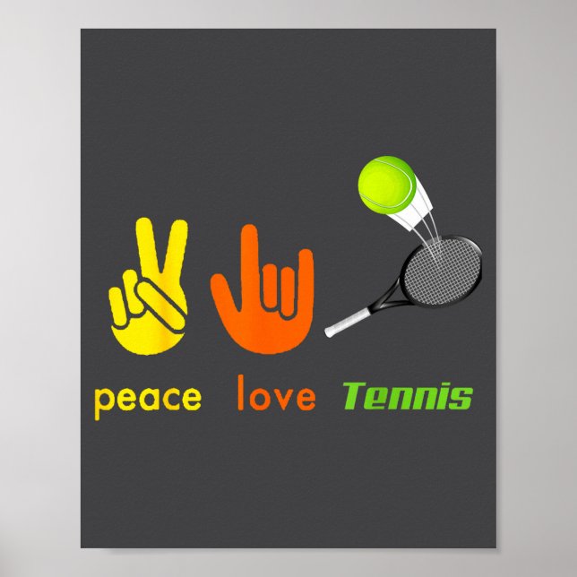 Peace Love Tennis Funny Tennis Lovers Hand Sign De Poster (Framsidan)