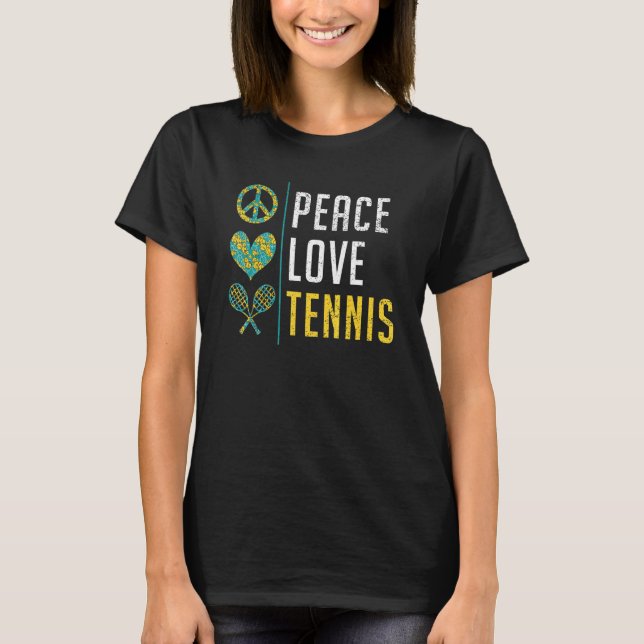 Peace Love Tennis   T Shirt (Framsida)