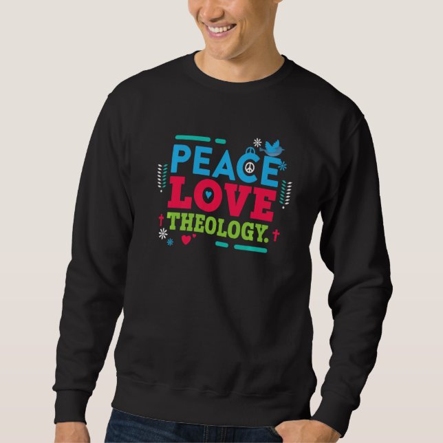 Peace - Love - Theology Premium Lång Ärmad Tröja (Framsida)