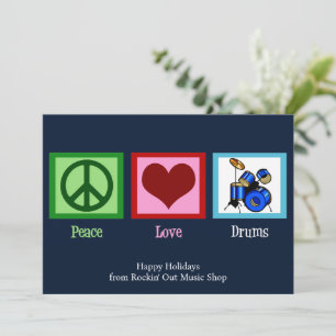 Peace Love Trummor Anpassad Musikbutik Jul Julkort