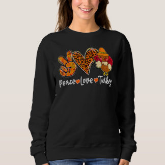 Peace Love Turkey Fall Vibes Spooky Season Thanksg T Shirt