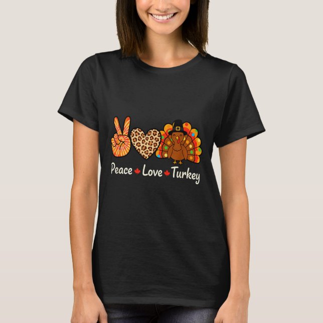 Peace Love Turkey Lgrim Thanksgiving Design, Tie D T Shirt (Framsida)