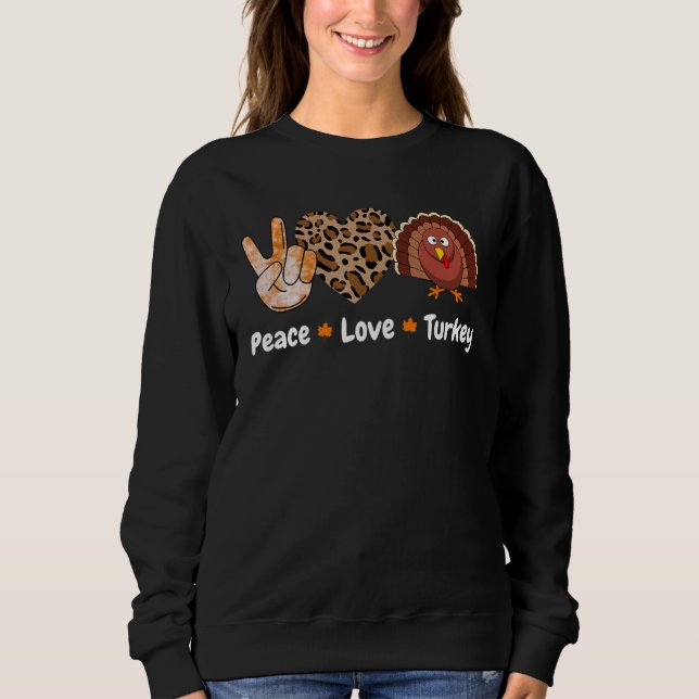 Peace Love Turkey Pumpkin Gobble Turkey Thanksgivi T Shirt (Framsida)