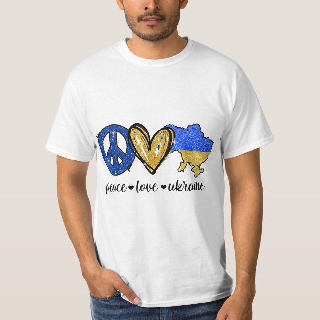 Peace, Love, Ukraine Ukrainian Flag I Stand With U T Shirt (Framsida)