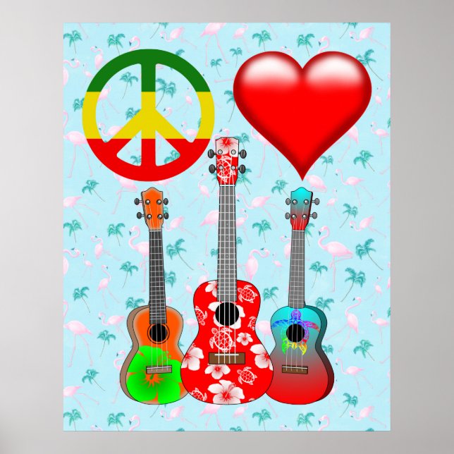 Peace Love Ukuleles Poster (Framsidan)