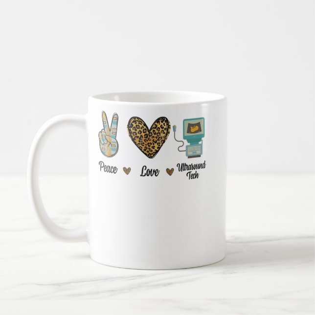 Peace Love Ultrasound Tech Sonography Sonographer  Kaffemugg (Vänster)