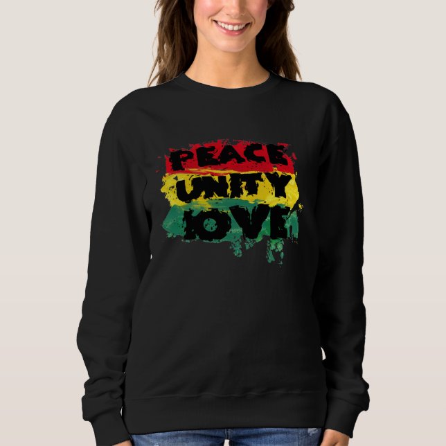 Peace Love Unity Rastafari Clothing Jamaica Souven T Shirt (Framsida)