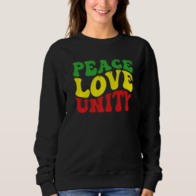 Peace Love Unity Reggae Roots Jamaica Rasta Reggae T Shirt (Framsida)