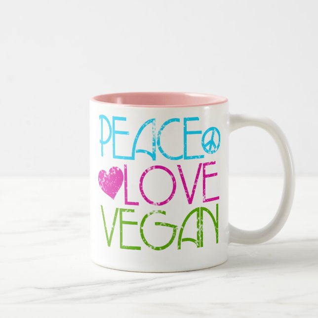 . Peace.Love.Vegan. Två-Tonad Mugg (Höger)